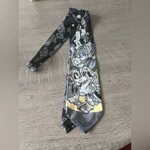 Vintage Disney Black and Gray Character Silk Tie